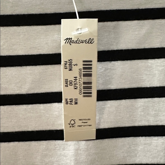 Madewell Everyday Boxy Crop Tee in White Black Stripe - Picture 9 of 9
